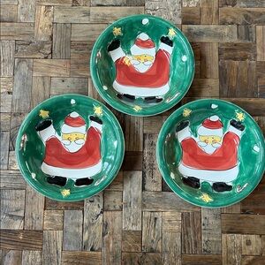 Festive Green Santa by Gibson Designs Bowls Set of 3, 8 1/4” diameter